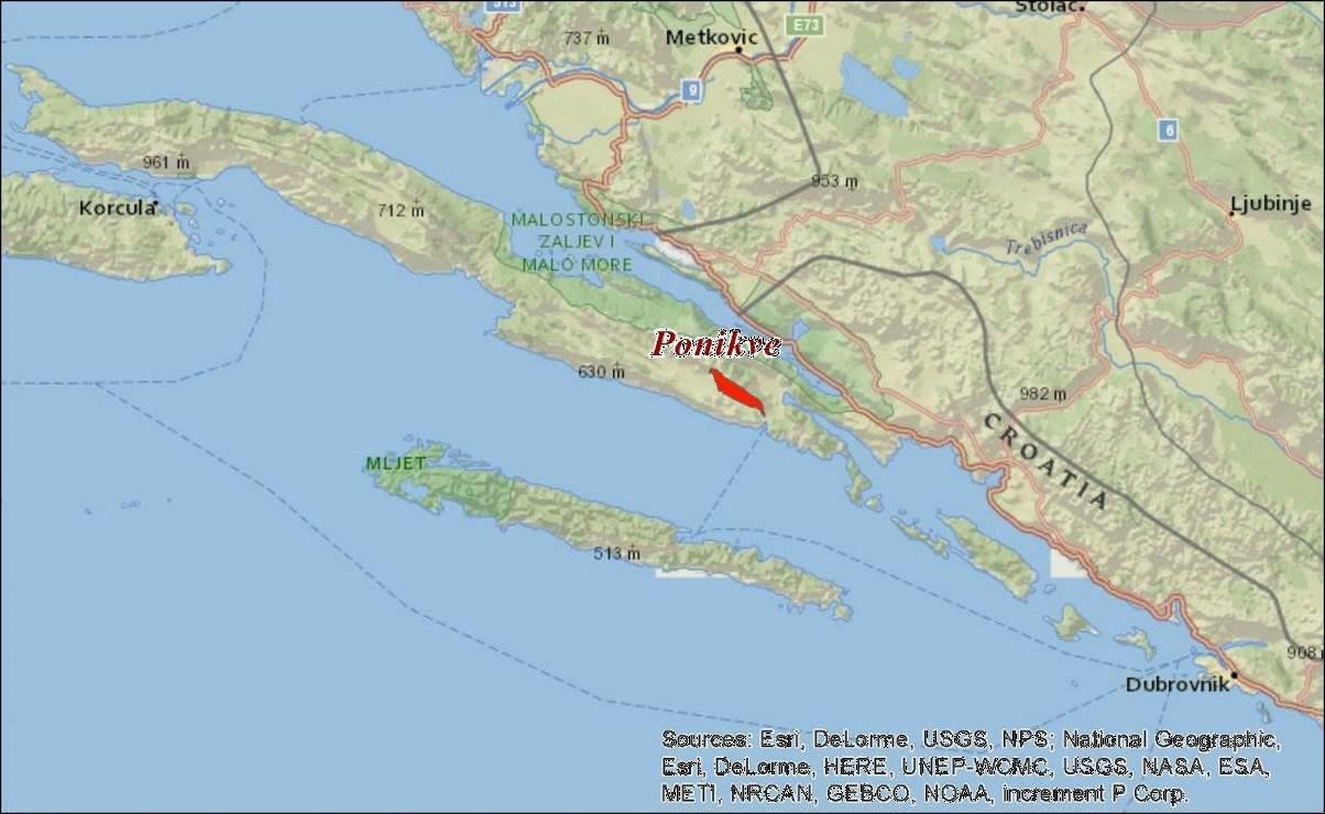 Područje-ZOI-Ponikve-smješteno-je-na-poluotoku-Pelješcu-u-blizini-grada-Stona-i-na-preglednoj-karti-označeno-je-crvenom-bojom.jpg