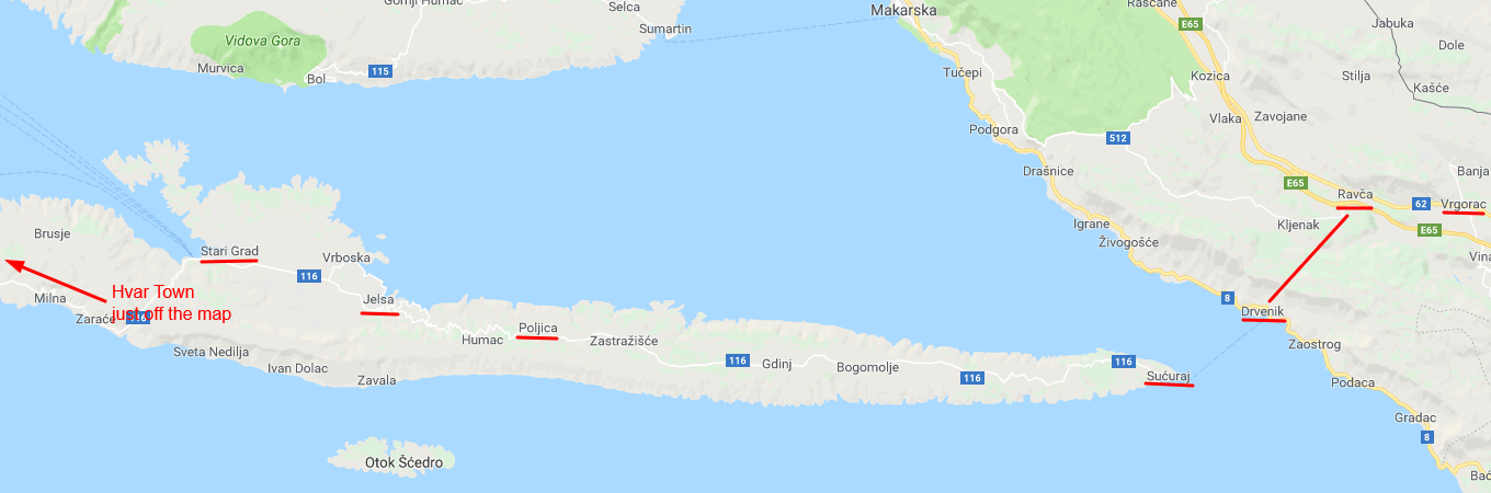 Drvenik Hvar map