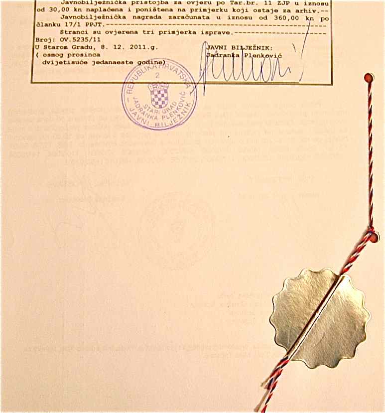 Public Notary Document on Hvar