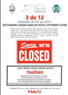 3 to 12 Protest: Dubrovnik Caterers to Close for One Hour on Wednesday