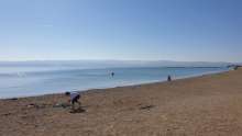 Late morning on the beach in Omis, between Split and Dubrovnik, on October 30, 2021