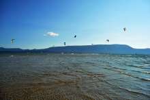 Kitesurfing at the mouth of the Neretva river