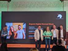 Tanja Polegubic (centre), CEO of Saltwater Nomads, which won 4 awards for its Dubrovnik and Zagreb digital nomad projects
