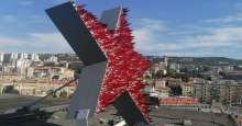 Giant red star appears over Rijeka skyline