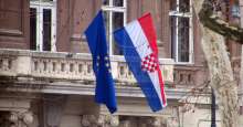 Croatian flag and EU flag flying outside Croatian Embassy (not Sarajevo)
