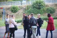 Anti-mask parents protested outside Krapinske Toplice Primary School.