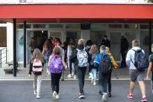 Croatian children arrive at their school in Krapinske Toplice, where in recent weeks parents protested the imposition of the use of a mask on a pupil. Recently, the child in question has returned to class wearing a mask.