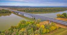 The relatively new Svilaj Most on the Sava river, one of the bridges between Croatia and Bosnia and Herzegovina