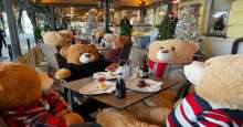 Toy bears dining at Rijeka cake and ice cream cafe bar Cacao during Kvarner Christmas 2020, a scene captured on video by local portal Fiuman.hr