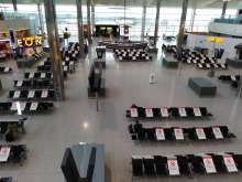 An empty Terminal 2, Heathrow, London