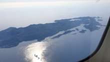Flying by the island of Mljet, one of many examples of island magic on the route.